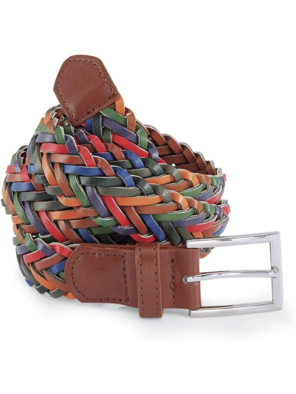 Colorful Woven Vegan Leather Belt for Women, Adjustable Casual Braided Style